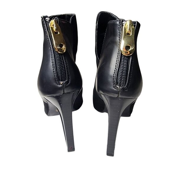 Zara Suede Leather Mix Stiletto Ankle Booties Black Size 6.5 (EU 37) - Picture 5 of 13